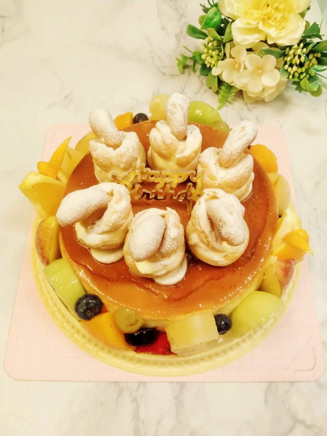 天鵝泡芙生日大布丁8吋